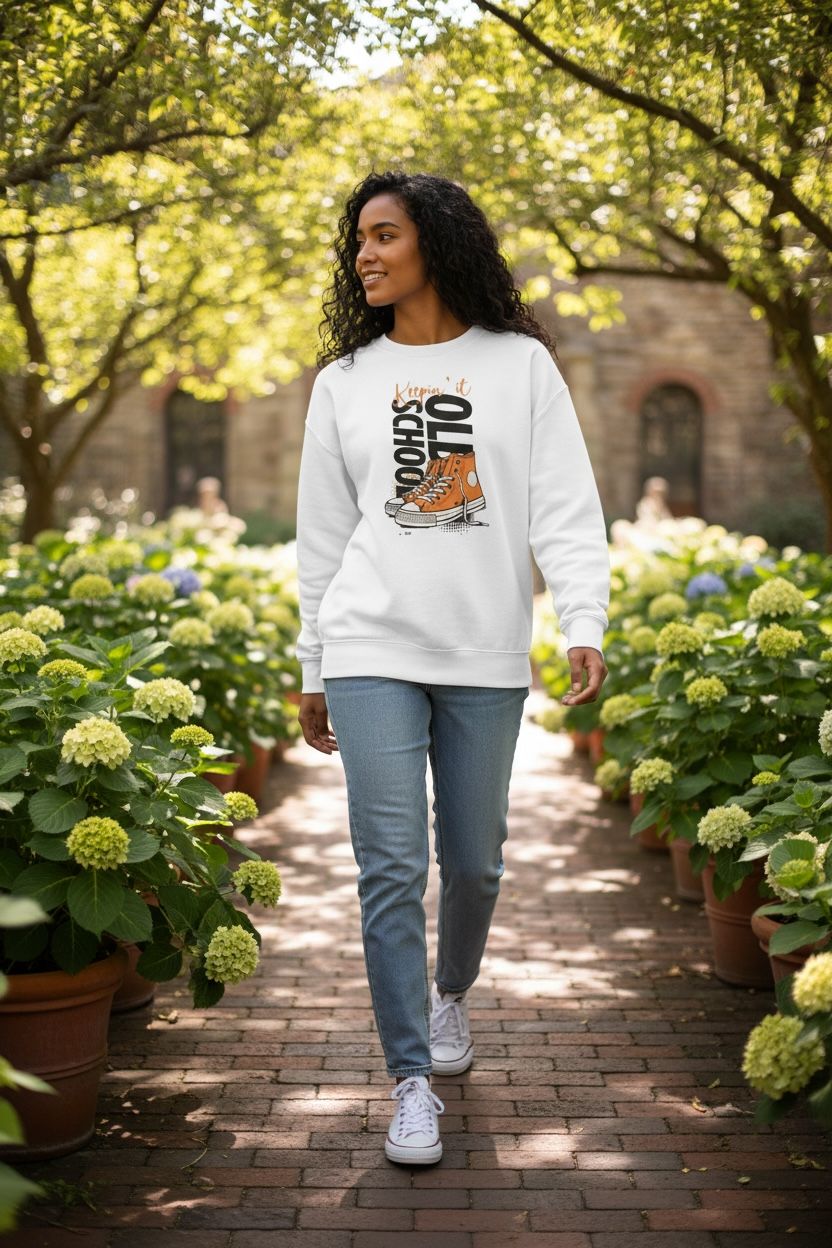 Regular Fit White Old Skool Sweatshirt